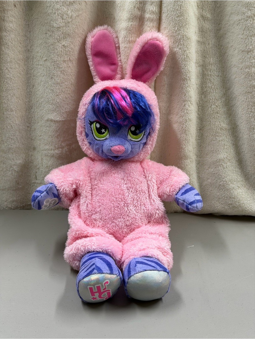Build a Bear Plush Purple Bunny Plush Toy Cat Pink Costune - Picture 1 of 7